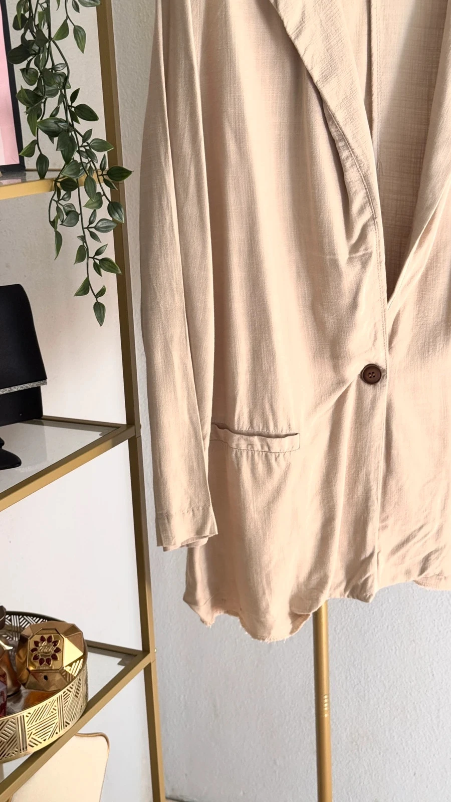 Lindo Blazer de Viscose Bege Estilo Linho • M • TNC37 – photo 2